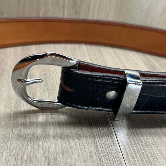 SW Hibdon Belt Mens 41" Leather Works Stainless Steel Buckle Adjustable Black - Picture 4 of 11